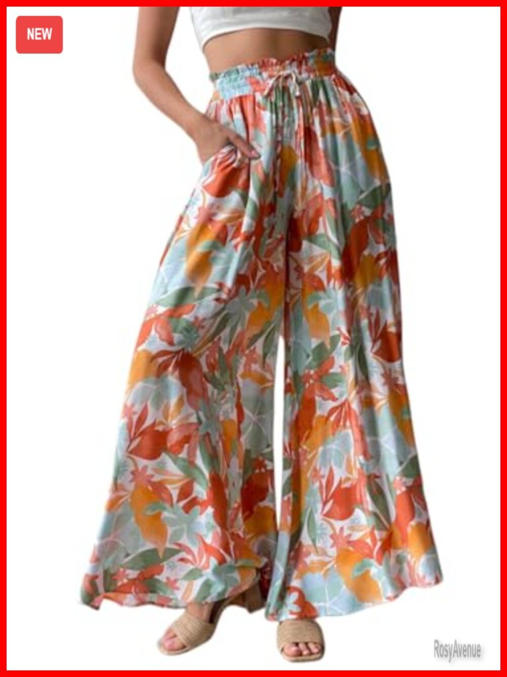High Waisted Wide Leg Palazzo Pants with Pockets, Loose Flowy Lounge Trousers